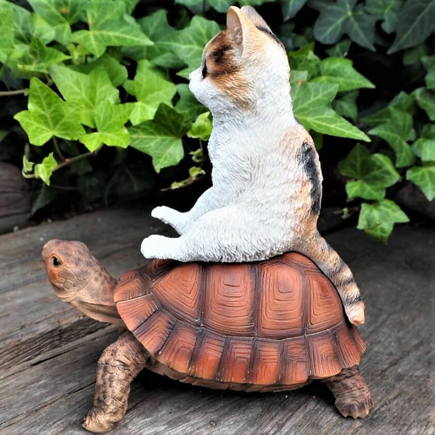 Amazon.co.jp: 猫の置物 仲良し三毛猫と亀 228QY キャット かめ Amazon.co.jp: 猫の置物 仲良し三毛猫と亀 228QY キャット かめ